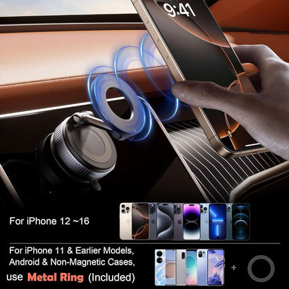 Domiunier 360 Rotating Adjustable Vacuum Magnetic Suction Cup Car Phone Holder, Hands-Free phone holder in car, Compatible with mag-safe car mount, ???? ???? ??????? for Gyms/Home Use/Smooth Surface