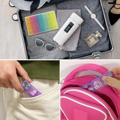 BOJIUSARL Portable Weekly Pill Box 7 Day Pill Boxes with 28 Compartments Morning Noon Evening Night 4 Times Weekly Pill Box Multicolored Medicine Box Vitamins Supplements