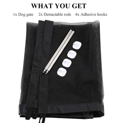 Magic Gate for Dogs, Retractable Stair Gate Baby Gate, Pet Safety Gate Pet Isolation Net Large Wide Retractable Pet Gate for Separating Baby and Pets Easy Install Anywhere (110CM)