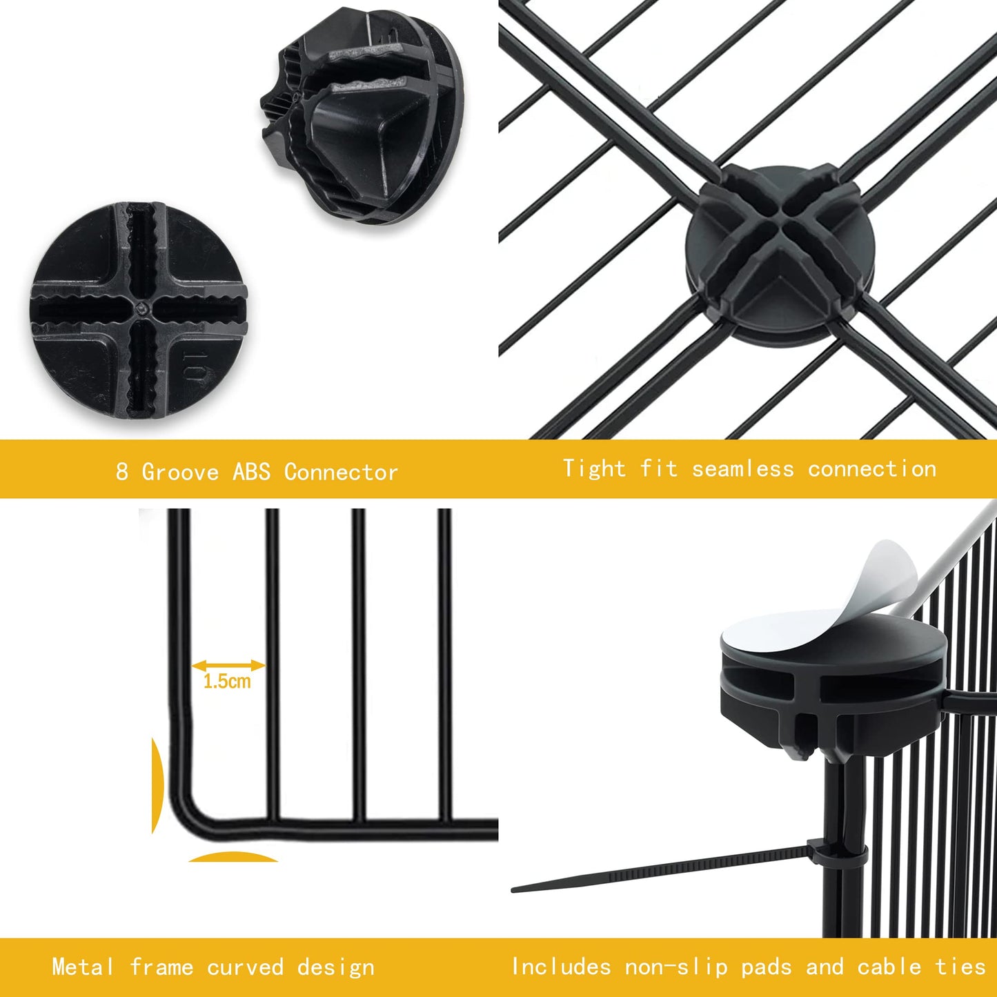 Lxvckly Pet Playpen, Small Animals Cage, DIY Encrypted Metal Wire Rabbit Fence, Guinea Pigs Cages, Kitten Playpen, Indoor & Outdoor Yard Fence for Small Animals Black