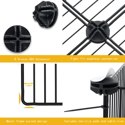 Lxvckly Pet Playpen, Small Animals Cage, DIY Encrypted Metal Wire Rabbit Fence, Guinea Pigs Cages, Kitten Playpen, Indoor & Outdoor Yard Fence for Small Animals Black