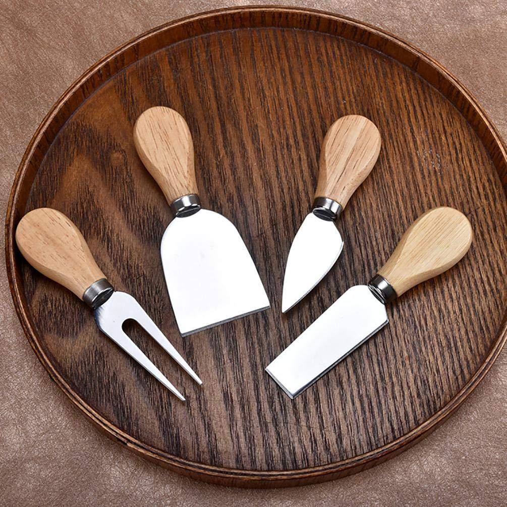 4pcs Cheese Knives Set bamboo wood Handle Stainless Steel Blades Cheese Knife slicer Kit Cooking Cutter