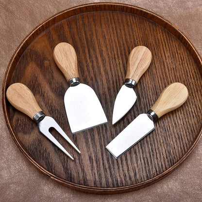 4pcs Cheese Knives Set bamboo wood Handle Stainless Steel Blades Cheese Knife slicer Kit Cooking Cutter