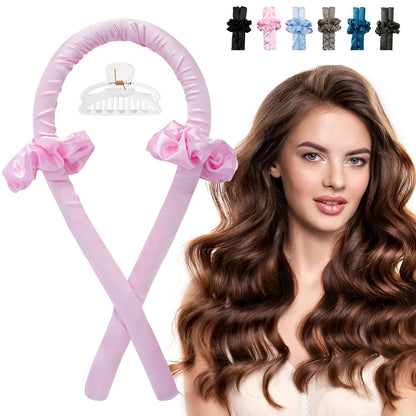 Yeelen Heatless Hair Curling Rod Headband for Long Hair, No Heat Hair Curler Rollers Set can Sleep in Overnight, Satin Curl Ribbon Hair Wrap with Scrunchie and Hair Clips to Get Natural Waves Pink