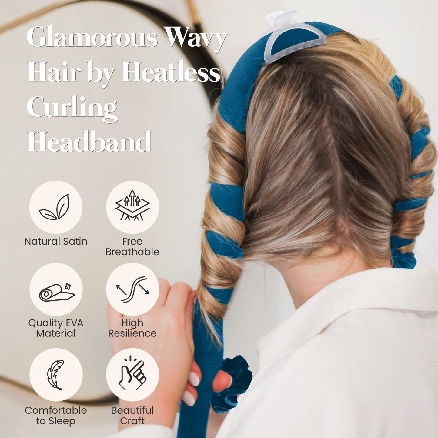 Yeelen Heatless Curling Rod Headband for Long Hair, No Heat Hair Curler Rollers Set can Sleep in Overnight, Satin Curl Ribbon Hair Wrap with Scrunchie and Hair Clips Gets Natural Waves