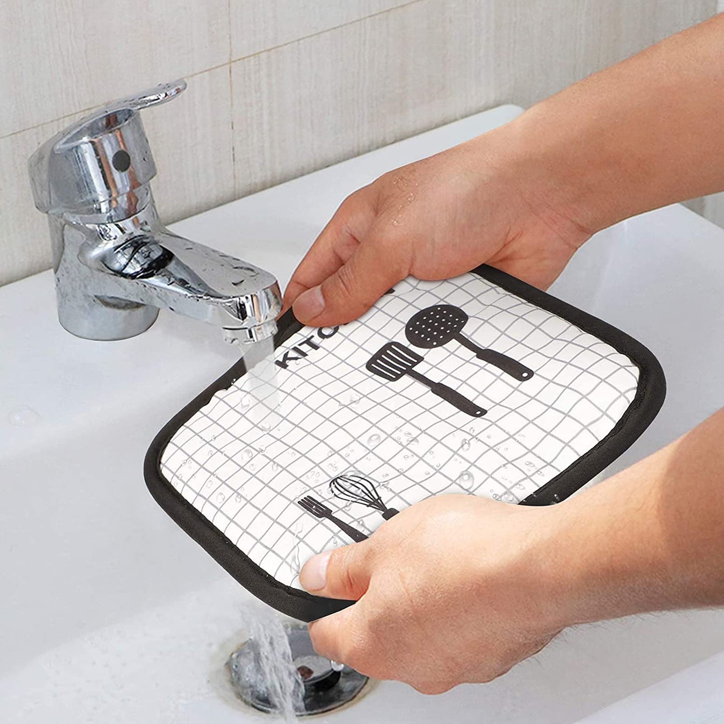 BaByLeisure Heat Resistant Cooking Gloves Oven Mitts Soft Cotton Lining Kitchen Glove Non-Slip Oven Glove and Pot Holder Set Thickened Oven Gloves for Cooking, Baking, Grilling