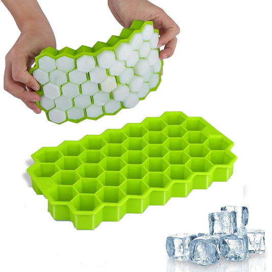 2PC Silicone Ice Cube Tray for Freezer, Flexible, BPA Free, Food Grade Ice Trays Honeycomb Shape Ice Mould