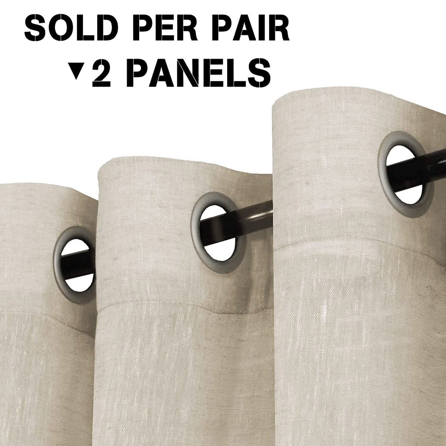 INtex Curtains Semi-Transparent Natural Linen Curtains with Elegant Sheer Fabric and Steel Grommets - 1 Piece 200W x 230L CM Dark gery