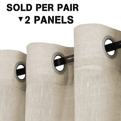 INtex Curtains Semi-Transparent Natural Linen Curtains with Elegant Sheer Fabric and Steel Grommets - 1 Piece 200W x 230L CM Dark gery