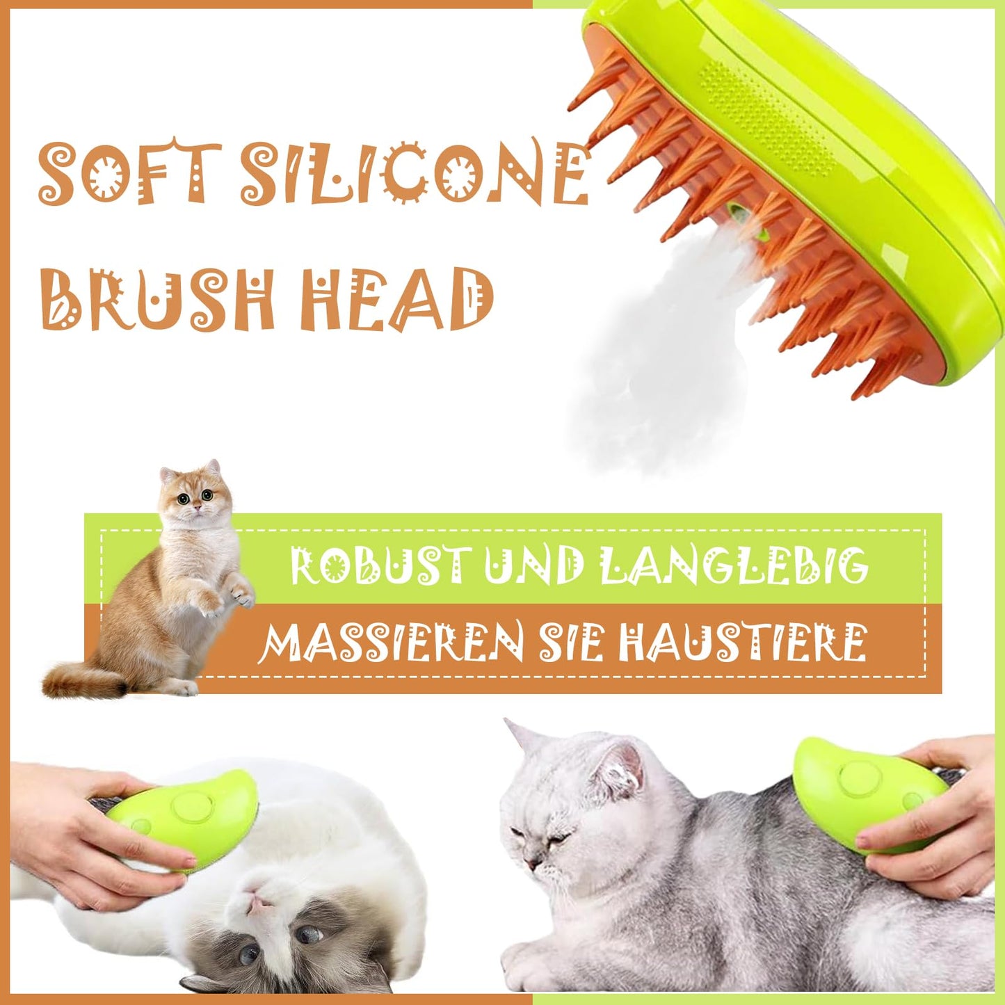 TONGXIYU Steamy Cat Brush, Cat Steamy Brush, 3-in-1 Steam Brush for Cats, Cat Care Brush, Pet Hair Removal Comb for Cats and Dogs