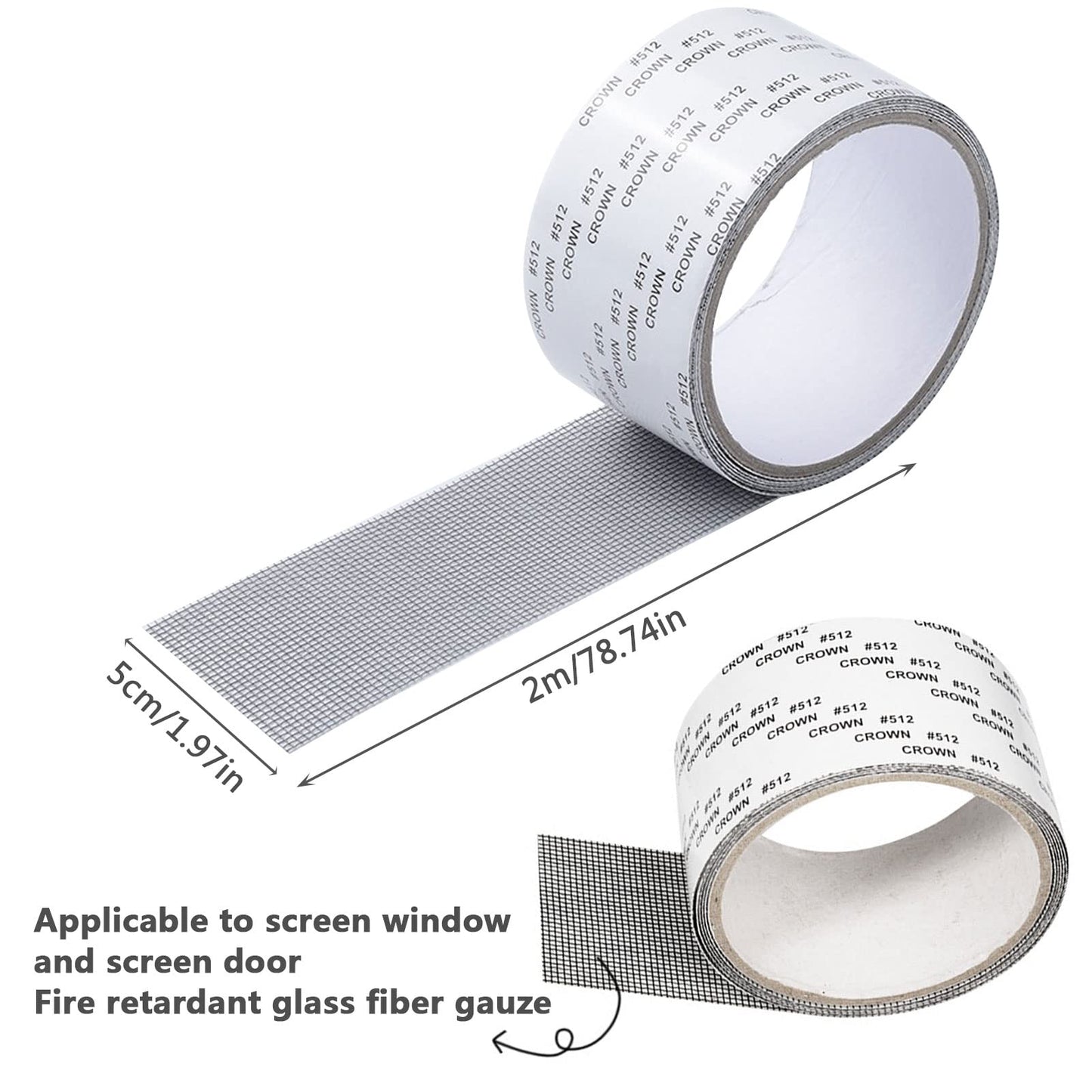 HOUI Window Screen Repair Kit Tape,Screen Repair Kit for Windows or Doors Adjustable Fiberglass Screens,Strong Adhesive Door Window Screen Repair Tape,2x80'' (1 Pack, Black)