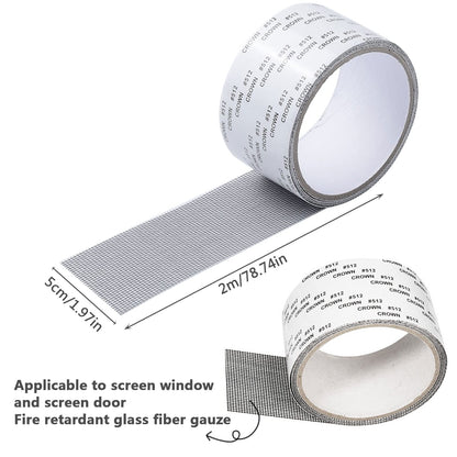 HOUI Window Screen Repair Kit Tape,Screen Repair Kit for Windows or Doors Adjustable Fiberglass Screens,Strong Adhesive Door Window Screen Repair Tape,2x80'' (1 Pack, Black)