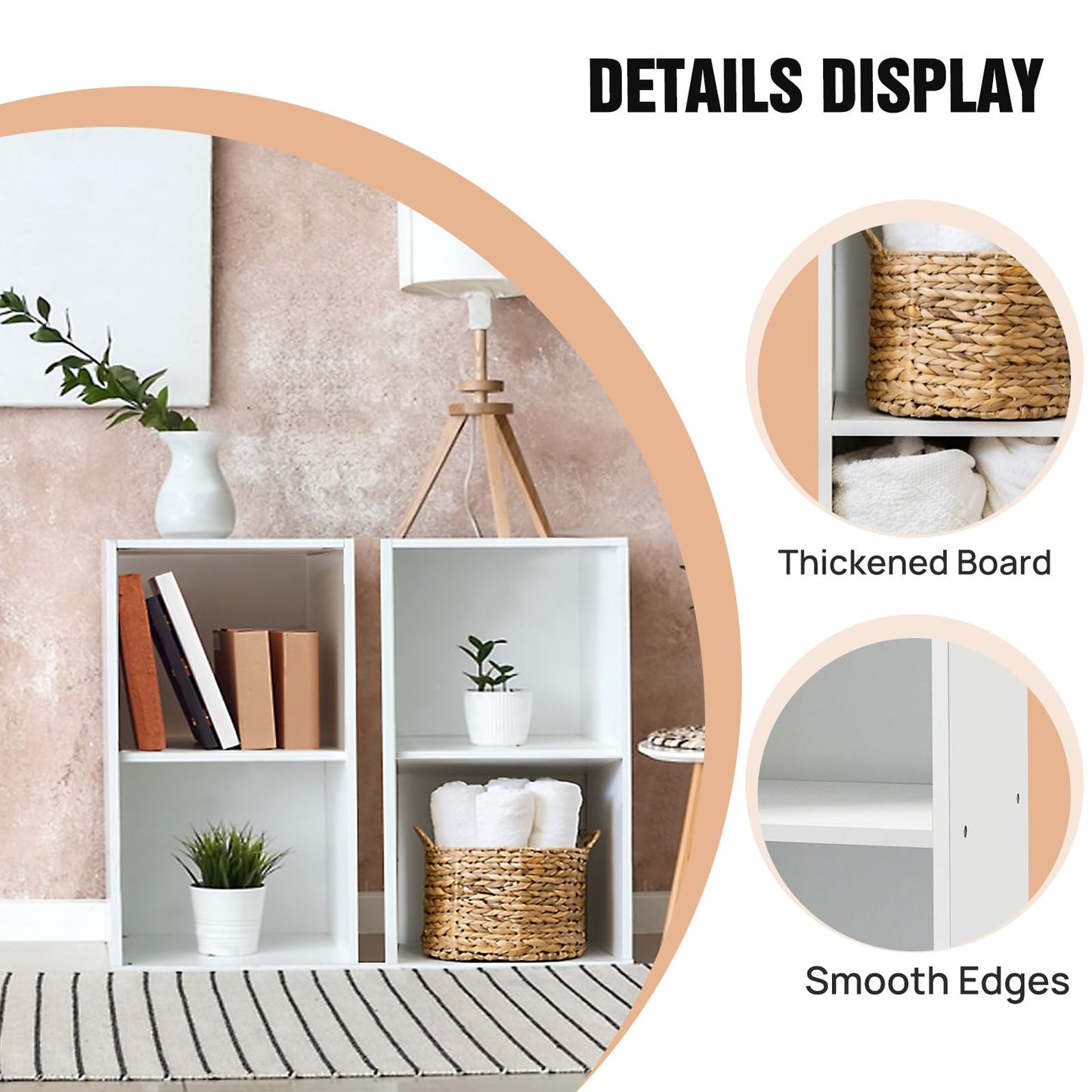 Freestanding Open Storage Shelving Unit, Cube Bookcase with Multiple Tiers, Modern Bookshelf and Display Rack Cupboard for Office or Living Room, Versatile Organizer (White, 5 Tier)