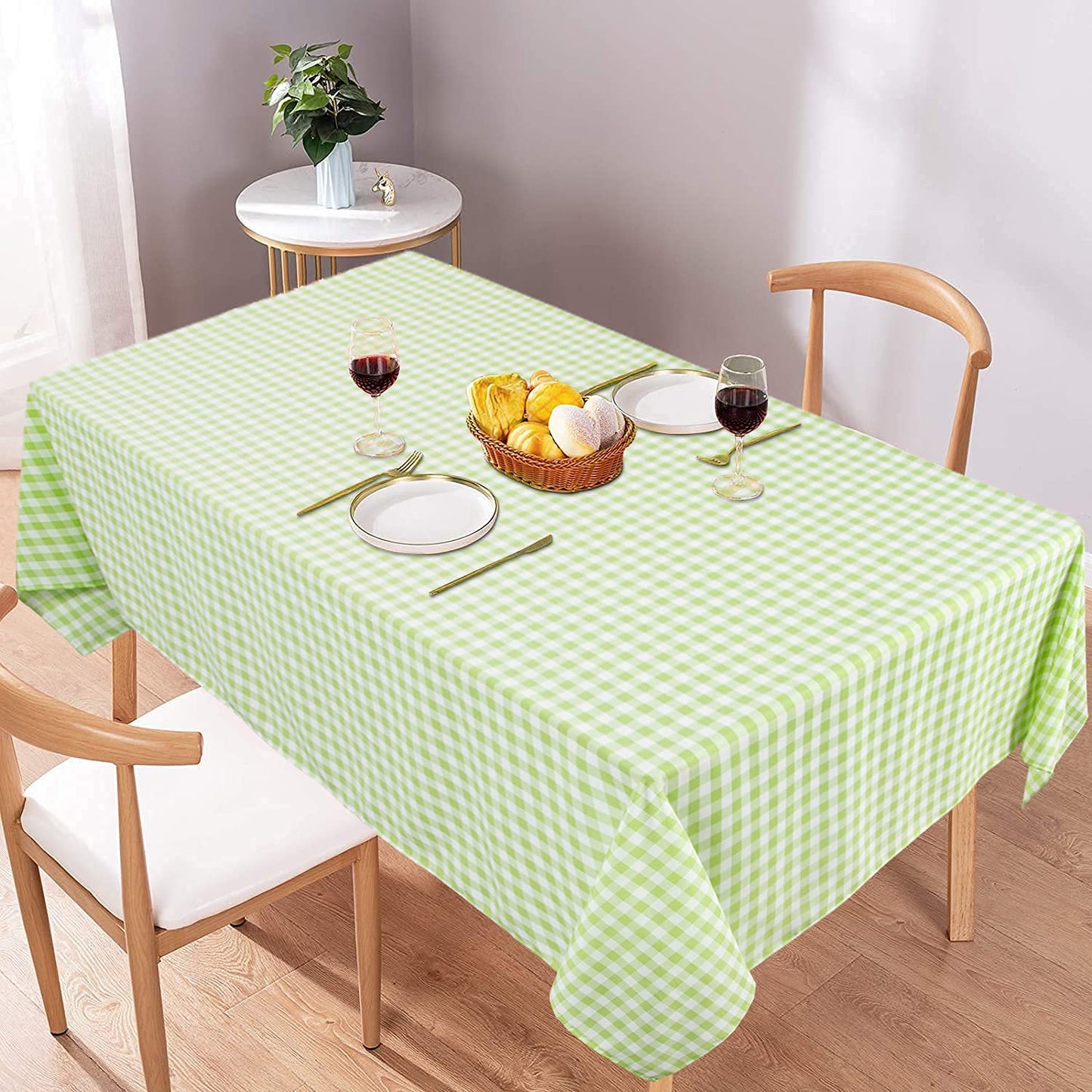 AMZLOKAE Gingham Tablecloth Buffalo Plaid Green White 50''x72'' Checkered for Dining Room Rustic Lattice Farmhouse Wedding Party Decoration