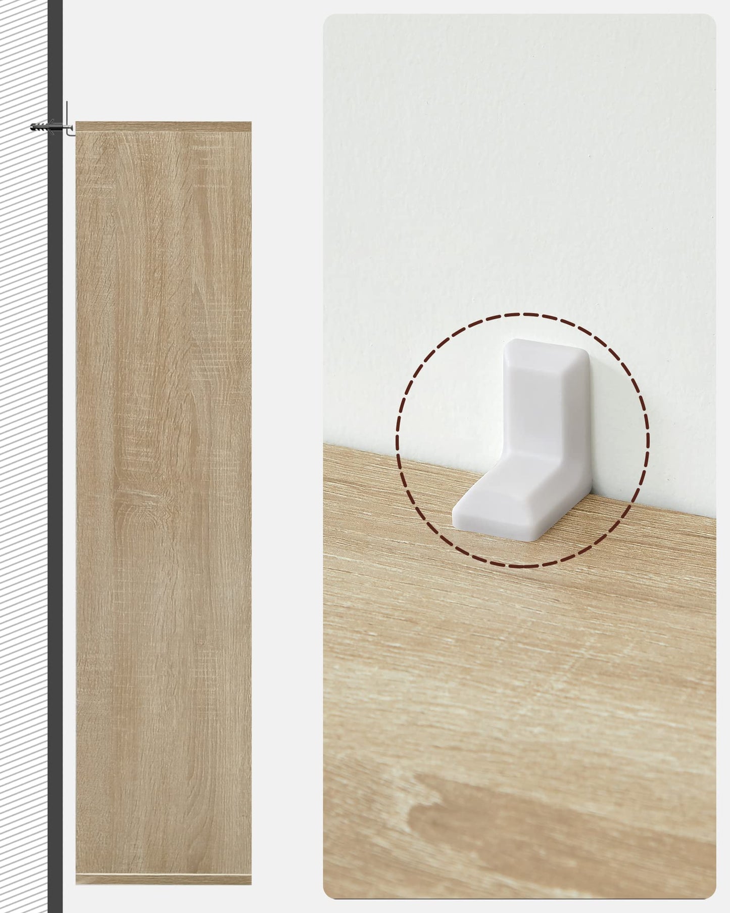 Bookcase in Oak, Wooden Kids Bookshelf with 5 Compartments, 50x24x80cm Floor Standing Storage Unit for Files, Decor, in Study Children-Room, Beige, LBC25NL