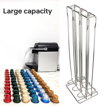 MuHadJiya Coffee Pod Holder for Nespresso Pod Dispenser Pod Rack Coffee Capsule Holders Coffee Station Organizer Metal Coffee Pods Storage Stand Rack for Capsule Holder for 60 Capsule