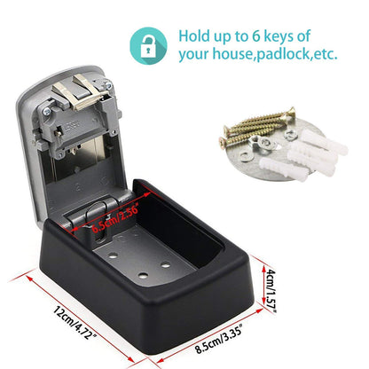 CJSJ Key Storage Lock Box, 4-Digit Combination Wall Mounted Key Safe Box, Holds 6 Keys