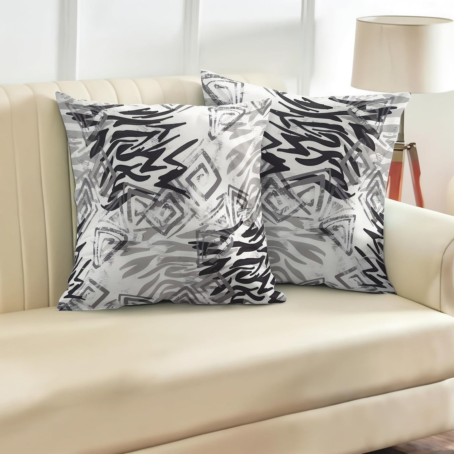 INtex CURTAINS HOUSE Printed Linen Velvet Cushion Covers, Throw Pillow Covers, Maria's Pattern Design, Decorative Pillow Covers, Set Of 2 Pieces Café x Brown 30W x 30L CM