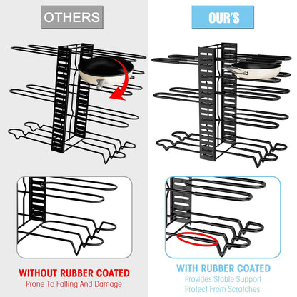 8-Tier Adjustable Rack Heavy, Pots and Pans Organizer Rack for Cabinet, Duty Under Cabinet Pot and Pan Storage, Perfect for Pots, Pans, and Lids - Easy Kitchen Organization and Storage