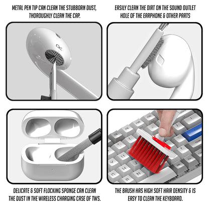Aaru'z 5 in 1 Soft Brush Multi-Function Cleaning Tools Kit for Keyboard & Earphone Cleaner Soft High-Density Brush Set with Keycap Puller Corner Gap Duster Gadget for Laptop Air pods Pro Camera Lens