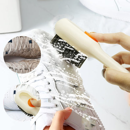 2Pcs Multifunctional Liquid Shoe Cleaning Brush with Soap Dispenser, Shoe Laundry Brush Scrub Brushes for Cleaning, Soft Bristle Cleaning Brushes for Household Use Bathroom Kitchen (Green, White)