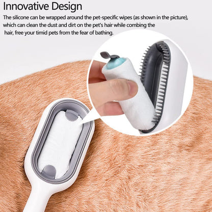 iPeTata Cat Dog Grooming Cleaning Brush Anti static, Multifunctional Pet Grooming Brush for Cats Dogs Rabbits, Pet Fur Remover Tangles and Loose Fur (Pink)