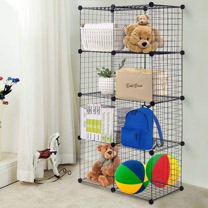 Wire Storage Cubes Modular Shelving Unit DIY Metal Grid Closet Organizer System, Bookcase, Cabinet (8 Cubes)
