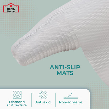 Senego by Trendy Home Anti-Slip Mat for Kitchen (45 cm x 5 m), Food Grade & Washable, Mat for Fridge, Shelves, Cupboards, EVA Shelf Liner Sheet for Drawers & Wardrobe (Diamond Texture, White)