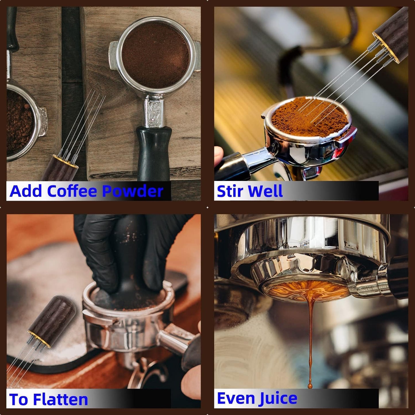 WEZCHUGHAOL Espresso Coffee Stirrer, Coffee Stirring Tool, Professional Coffee Needle, 6 Needles 0.4mm Espresso(Dark coffee color)