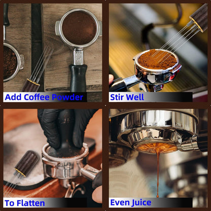 WEZCHUGHAOL Espresso Coffee Stirrer, Coffee Stirring Tool, Professional Coffee Needle, 6 Needles 0.4mm Espresso(Dark coffee color)