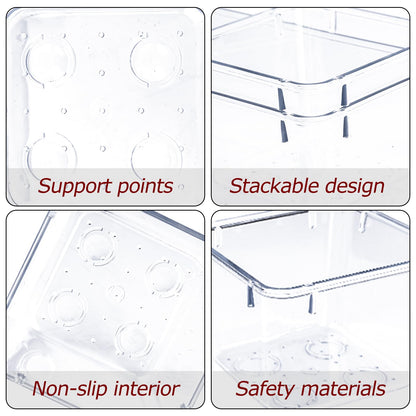 Zuihug 4 PCS Clear Plastic Drawer Organizer, Desk Drawer Divider Organizers and Storage Bins for Makeup, Jewelry, Gadgets for Kitchen, Bedroom, Bathroom, Office (9.0"x3.0"x2.2")