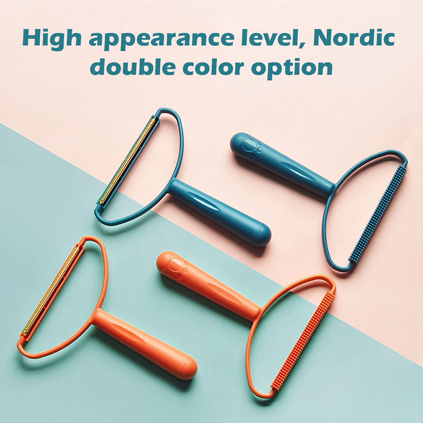 Glumes Portable Lint Remover, Lint Roller, Manual Double Sided Clothes Fuzz Shaver, Reusable Lint Cleaner for Removing Dust Pet Hair from Carpet, Clothing and Furniture 1 Pack (Blue)