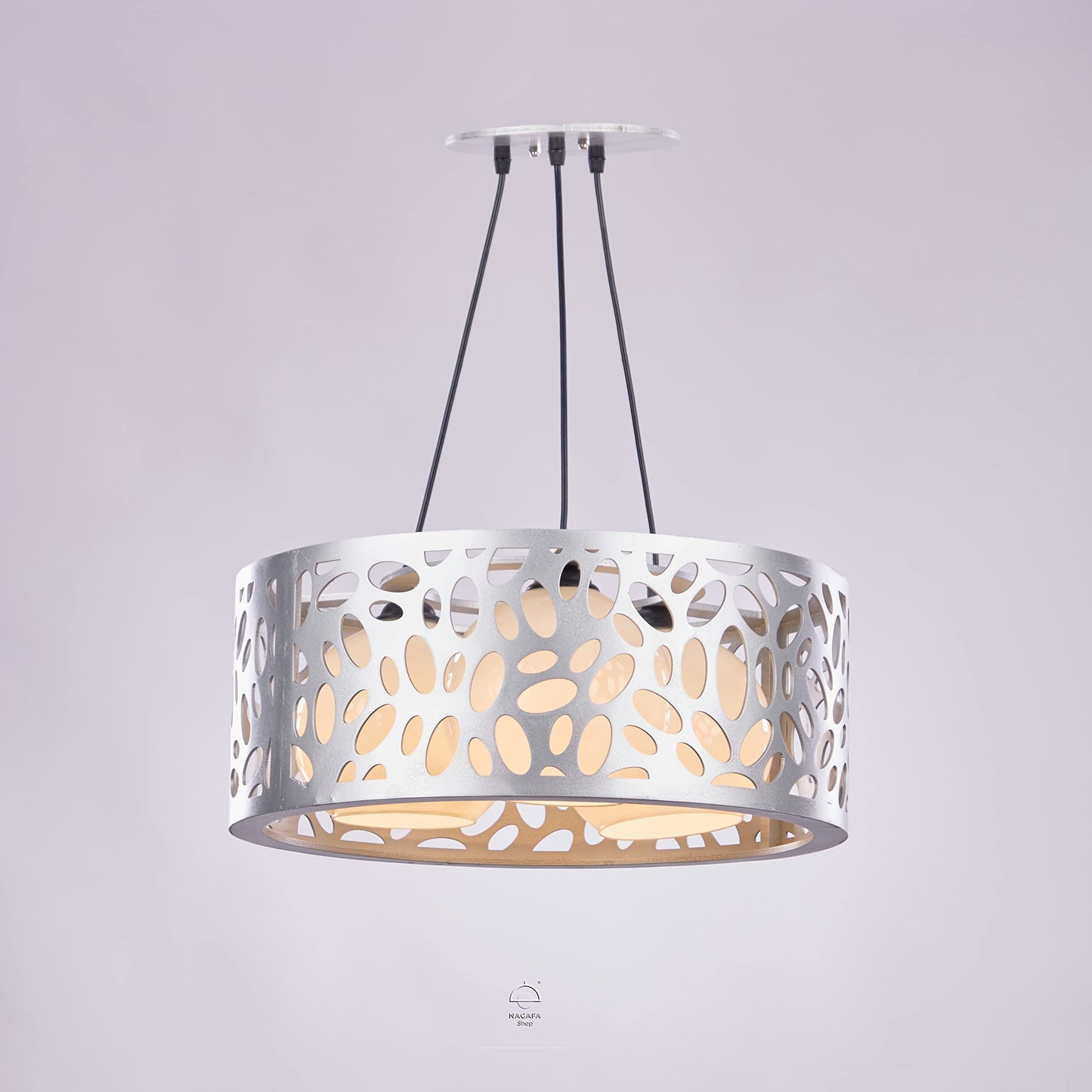 Nagafa Shop Modern silver oval wood chandelier 3 lamb wocs450