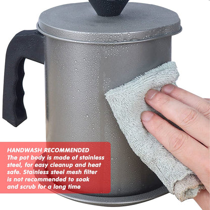 1.7L Oil Storage Grease Keeper with Filter, Oil Storage Filter, Food Oil Strainers,Grease Container