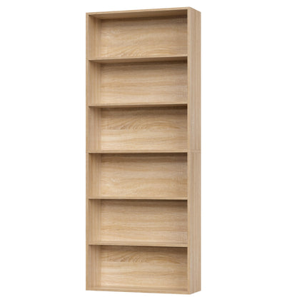 6-Tier Open Bookcase in Light Oak, Freestanding Tall Bookshelf for Bedroom, Living Room and Office, Display Storage Shelves, Modern Bookshelf (Light Oak)