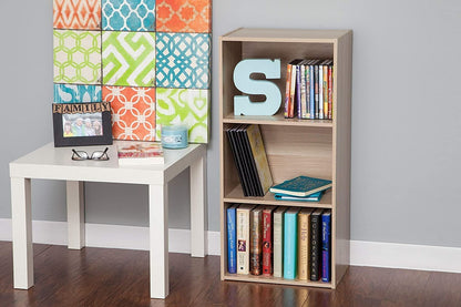 Iris Ohyama 3-Compartment Storage Shelf, Wooden Storage Unit with Shelves, Modern Library for Office, Living Room, Bedroom, or Entrance, Basic Wood Shelf CX-3, Light Brown