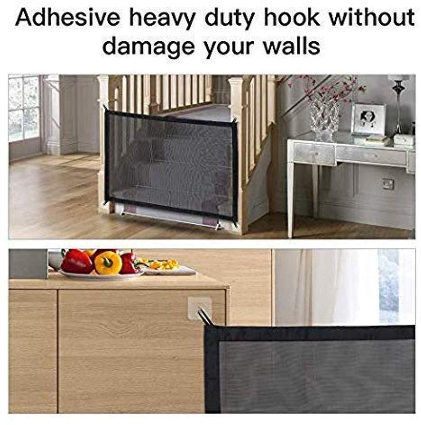 YEYUNTO Magic pet gate, mesh dog gate, puppy gates and baby gate, portable folding baby/dog safety fence enclosure easy install anywhere, 30'' x 39'', 8 hooks