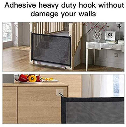 YEYUNTO Magic pet gate, mesh dog gate, puppy gates and baby gate, portable folding baby/dog safety fence enclosure easy install anywhere, 30'' x 39'', 8 hooks