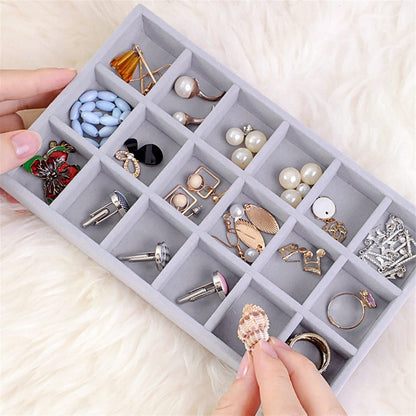 Jewelry box fashion portable velvet jewelry ring jewelry display organizer box tray holder earring jewelry storage case showcase (color : dark khaki)
