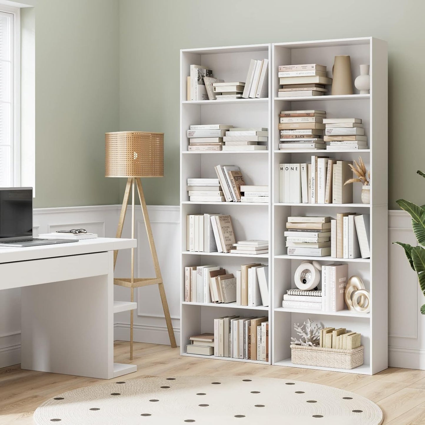 2-Tier Cube Bookcase, Small Storage and Book Organizer, Compact Two-Cube Shelf in White Finish, Perfect for Desktop or Floor Use in any Room or Office Setting