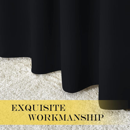 INtex CURTAINS HOUSE Blackout Curtains - Soft Peachy Texture Thermal Insulating Curtains-Silver Steel Grommets Blackout For Living Rooms And Bedrooms - Single Panel 135W X 230L CM Black