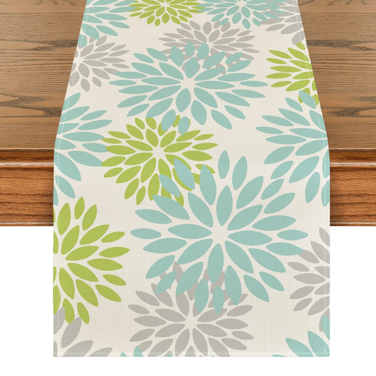 INTEX HOME Velvet Floral Table Runner, Soft Linen Fabric, Machine Washable, Rectangular Design, 1 Piece, 45 x 135 cm, Black x Grey, Dining Table Decoration for Home, Events and Special Occasions