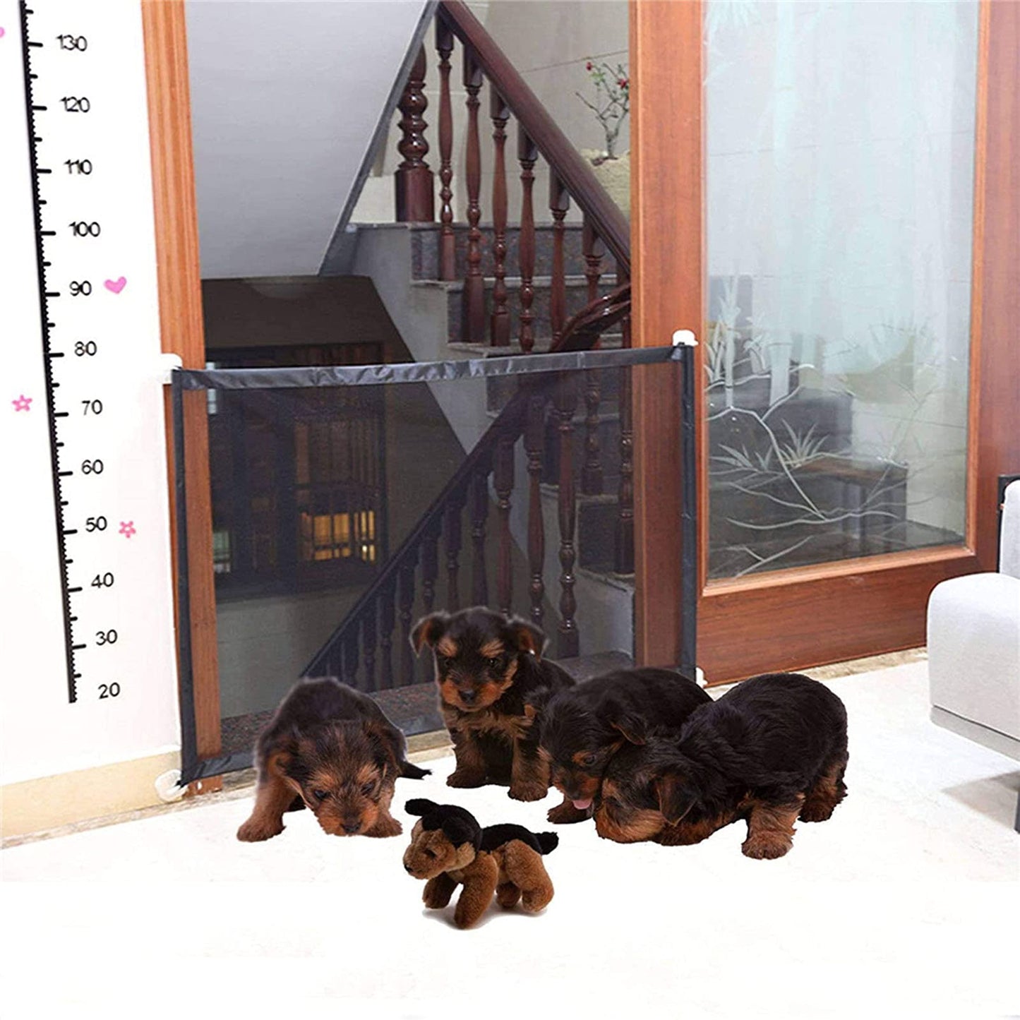 Mesh Pet Gate, Portable Retractable Baby Gate, Dog/Puppy Gate, Safety Fence for Dogs/Cat/Bady/Kids, Indoor Outdoor Can Install Anywhere 100 x 70 CM