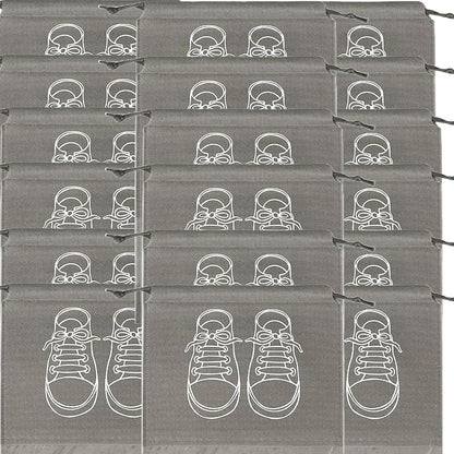 Large Shoe Storage Bags, Dustproof Drawstring Shoe Bags with Transparent Window, Waterproof Travel Organizer, Portable Shoe Pouches - Grey - 18 pieces