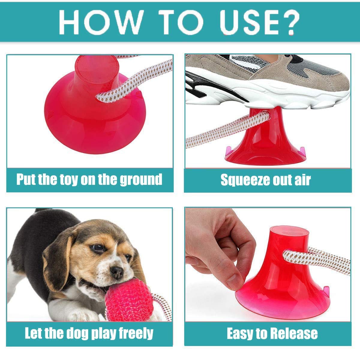 Makingtec pet molar bite toy, suction cup dog toy rubber chew toys interactive puppy training rope for teeth cleaning pet supplies