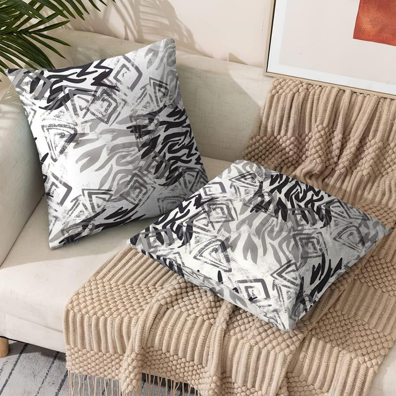 INtex CURTAINS HOUSE Printed Linen Velvet Cushion Covers, Throw Pillow Covers, Maria's Pattern Design, Decorative Pillow Covers, Set Of 2 Pieces Café x Brown 30W x 30L CM