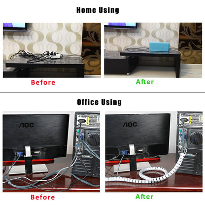 Cable Bundler Organizer Flexible & Expandable Cable Management Sleeve Coiled Tube Cable Collector- Dia. 0.87 Inch 9.5 Foot Length