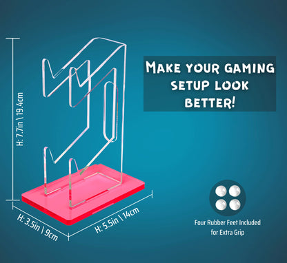 Universal Dual Controller Holder and Desk Organizer, Sturdy Gaming Stand, Stylish Headset and Gamepad Mount for a Tidy Gaming Setup (Pink)