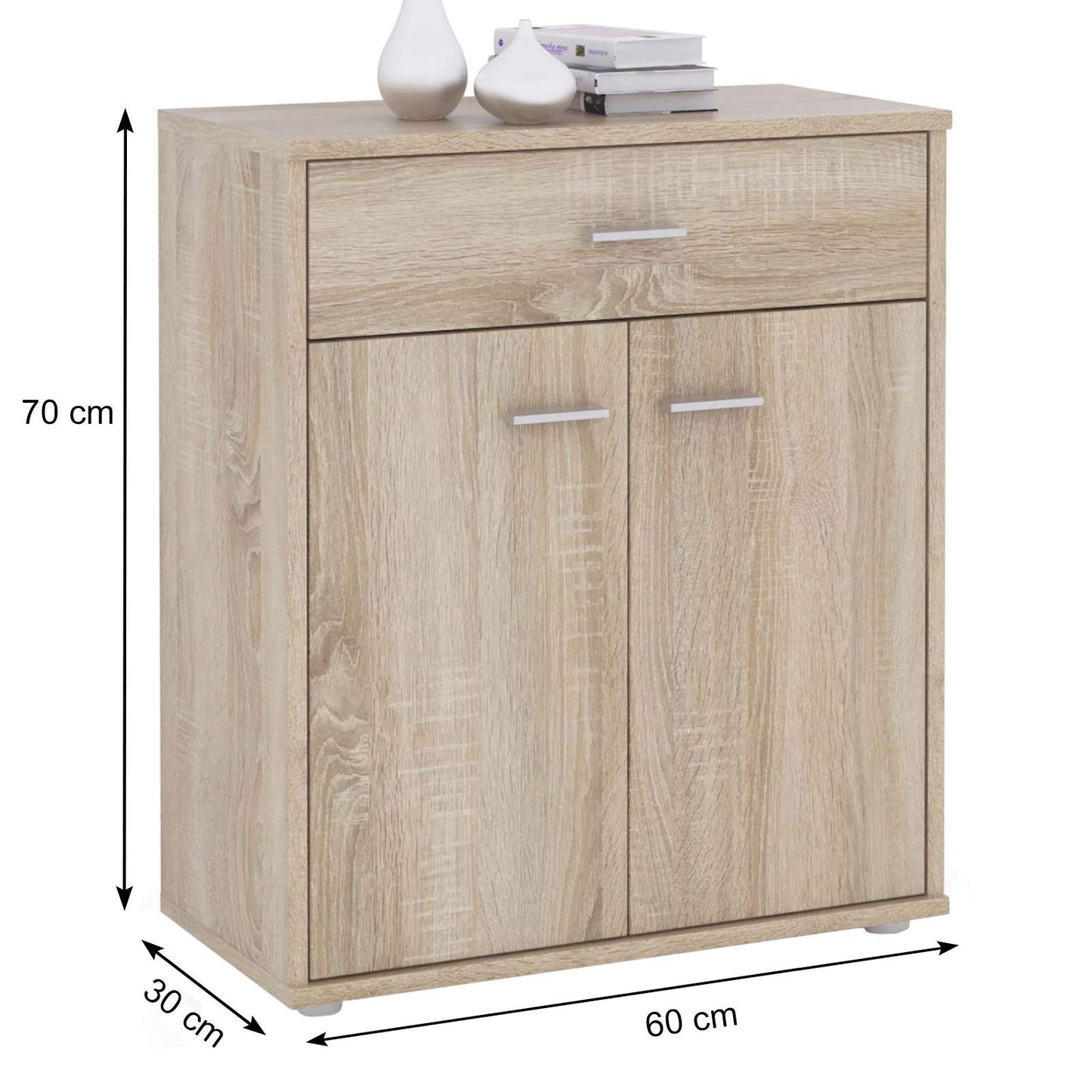 Sideboard Cabinet in Sonoma Oak with 1 Drawer and 2 Doors, Compact Storage Credenza for Living Room or Hallway, Modern Buffet with Shelf, Versatile Home Furniture