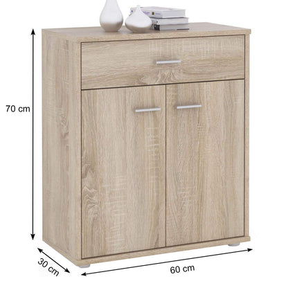 Sideboard Cabinet in Sonoma Oak with 1 Drawer and 2 Doors, Compact Storage Credenza for Living Room or Hallway, Modern Buffet with Shelf, Versatile Home Furniture
